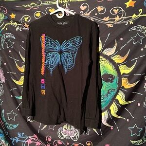 Skin & Bones Women’s Long Sleeve Crystal Butterfly Size Large